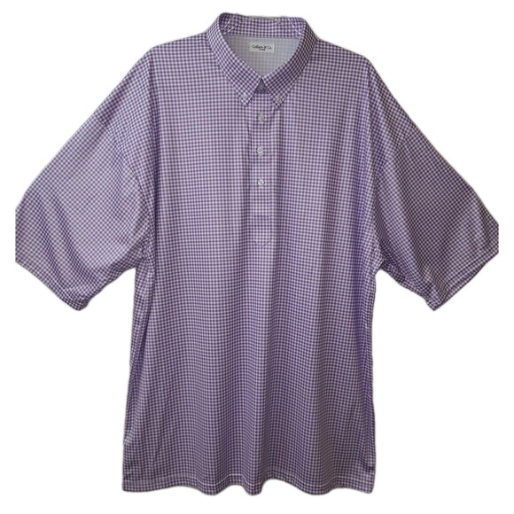 Collars & Co Mens Dress Collar Polo Sz 3XL Purple White Gingham Golf NWOT - Picture 2 of 9